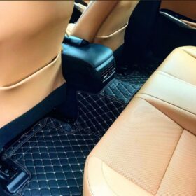 Black Leather and Beige Stitching Diamond Car Mats photo review