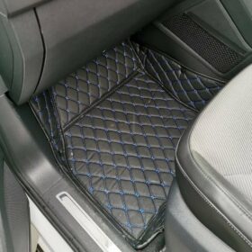 Black Leather and Blue Stitching Diamond Car Mats photo review